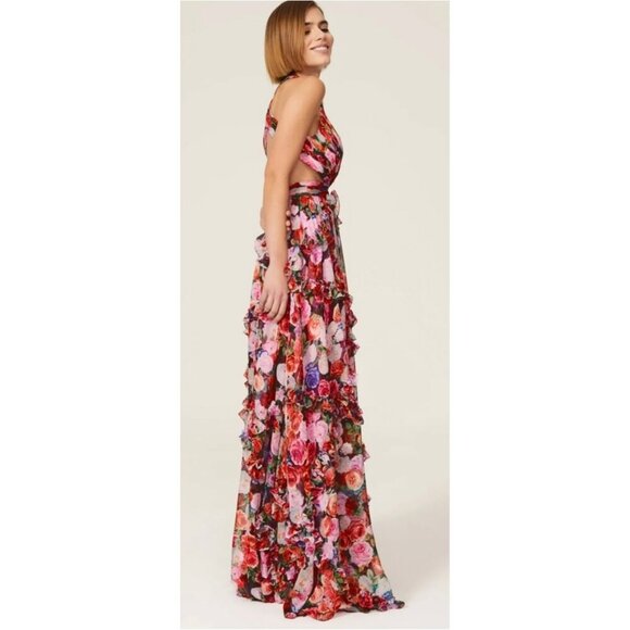 Mac Duggal $1400 Floral Cutout Layered Maxi Formal Dress Size 8 - Picture 7 of 14